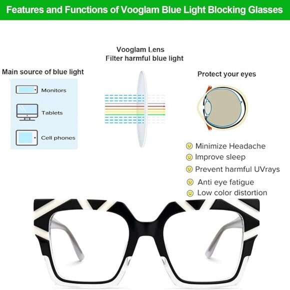 Oversize Square Frame Light Blocking Glasses - Picture 3 of 5